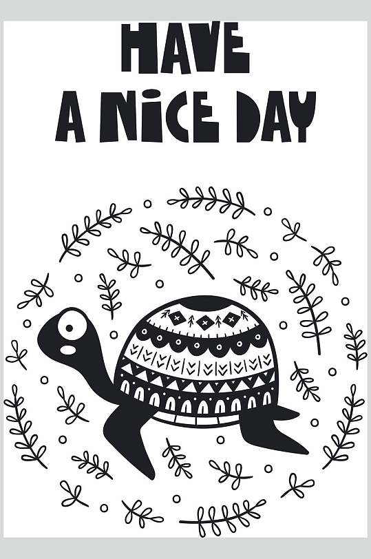 乌龟手绘涂鸦图案矢量素材