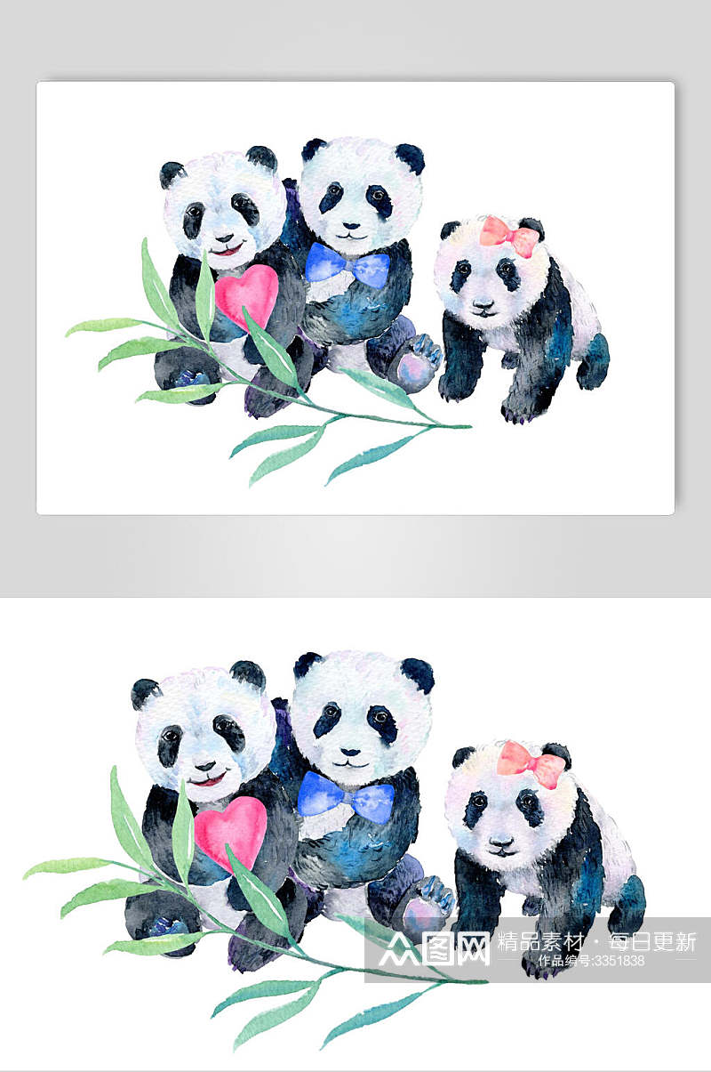 手绘熊猫素材素材