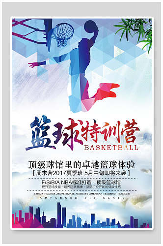 炫彩篮球训练营招生宣传海报