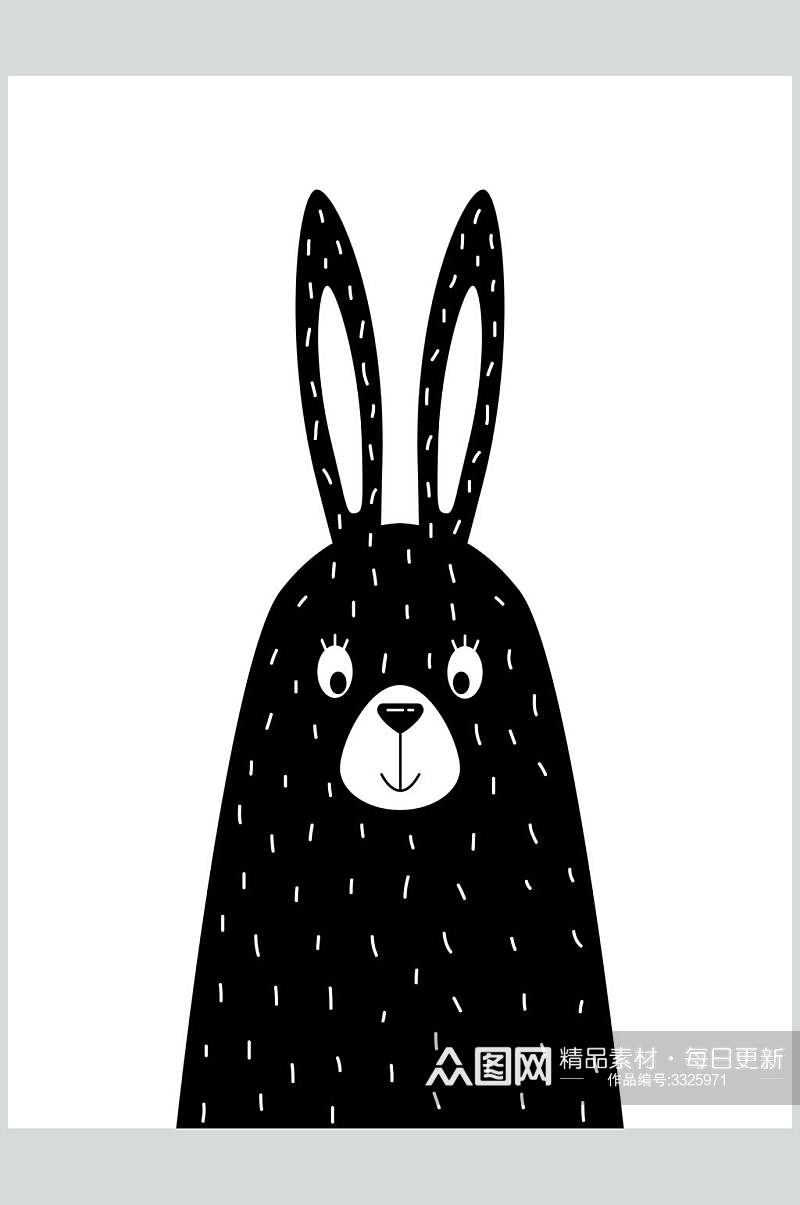 兔子手绘涂鸦图案矢量素材素材