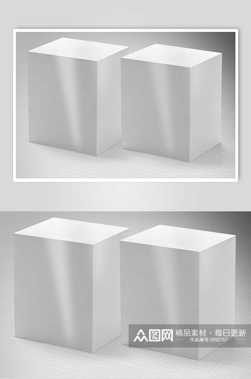 纯白色长型方块盒子样机素材
