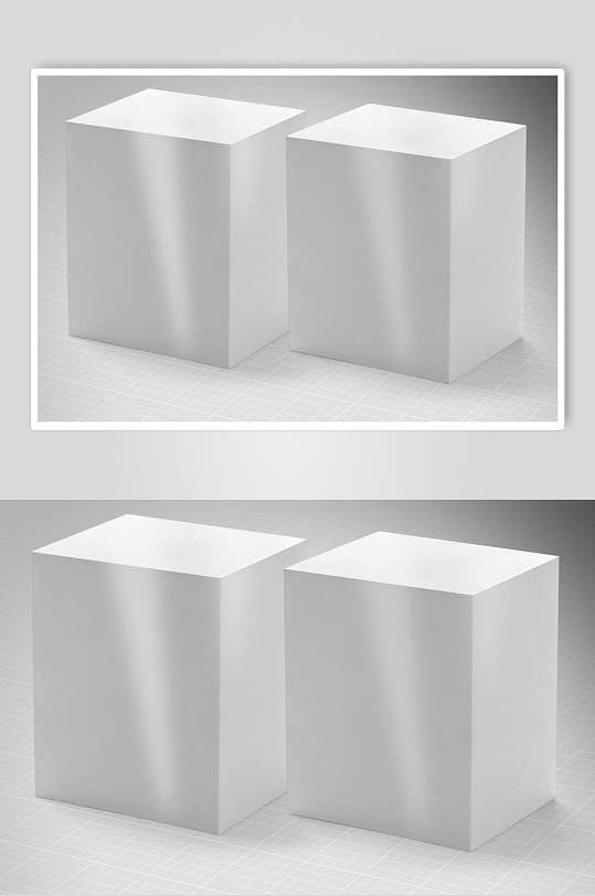 纯白色长型方块盒子样机