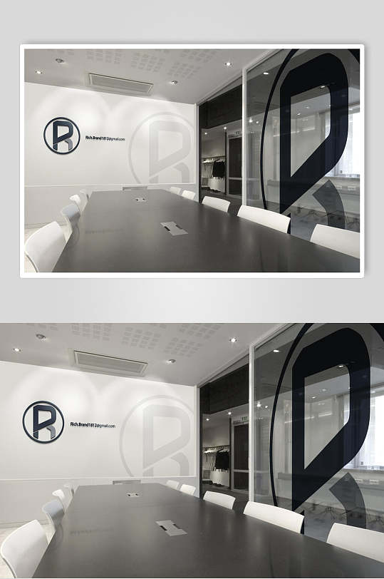 极简高端大气公司商务形象墙样机