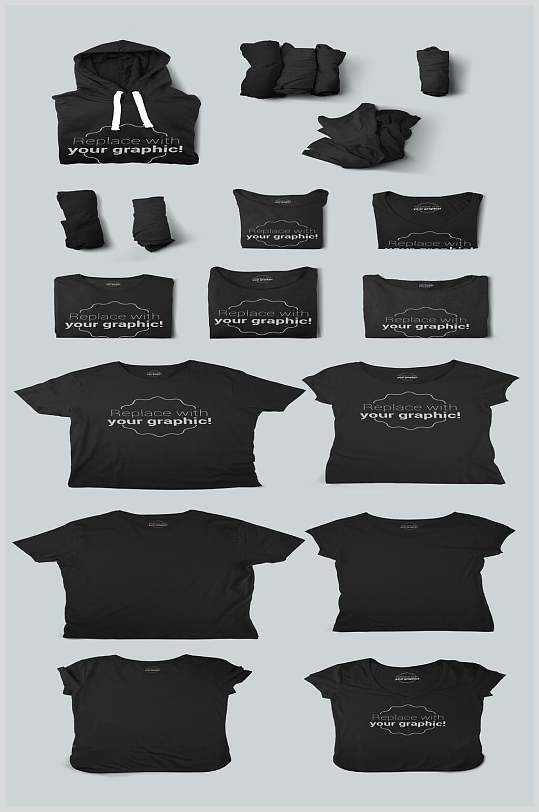 黑色的服饰t恤展示样机