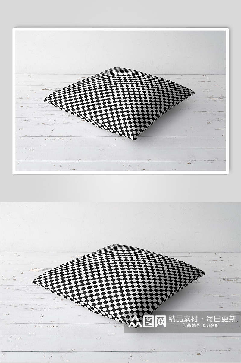 黑白格子枕头靠枕样机素材