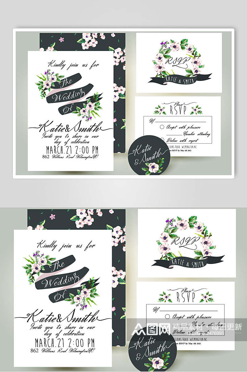 清新花卉封面背景设计卡片素材素材