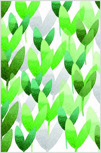 水彩绿色森系小清新植物图片