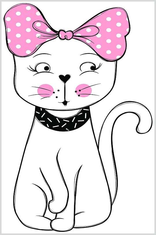 可爱猫咪手绘涂鸦图案矢量素材