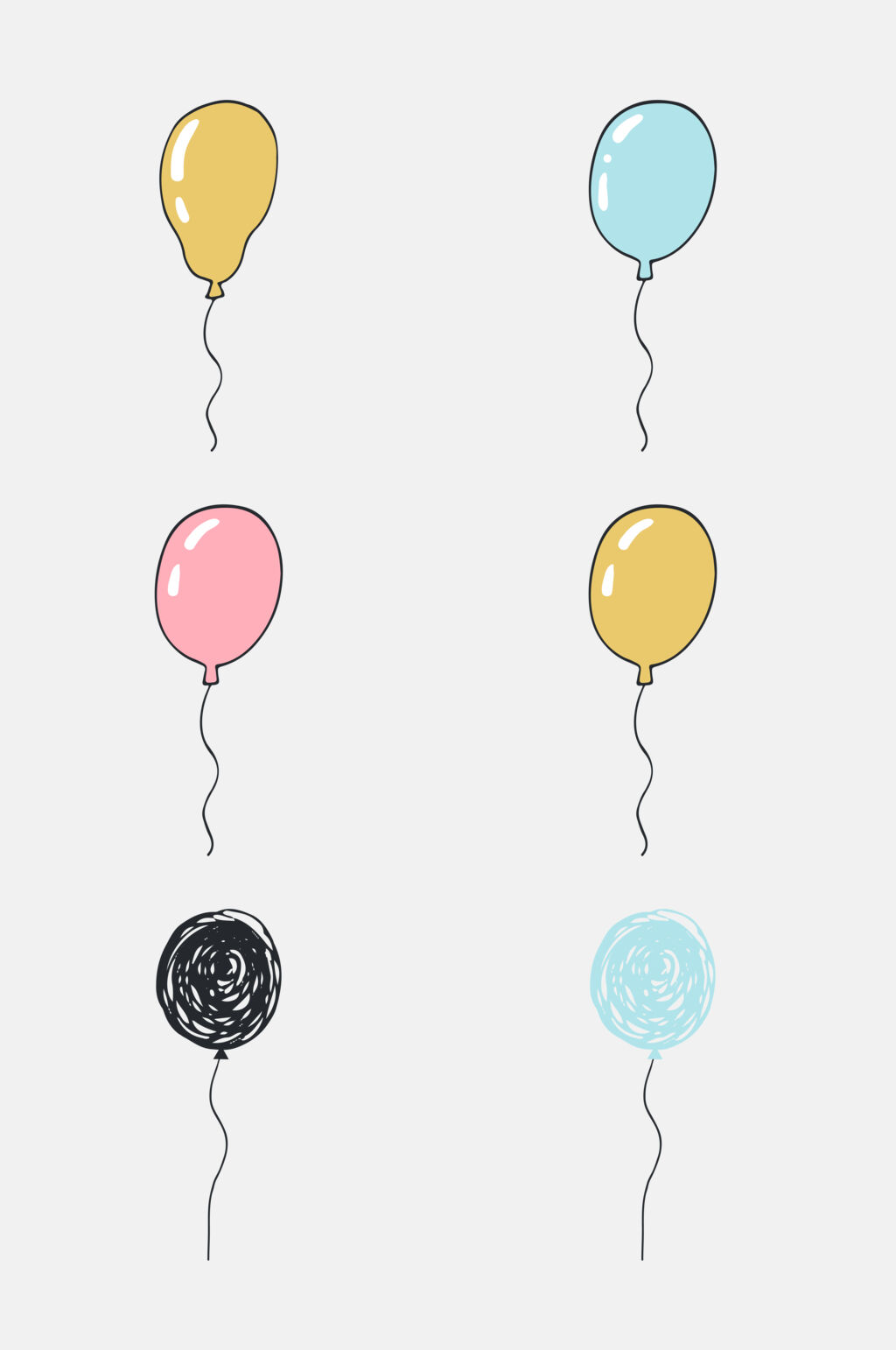 简约气球森系手绘卡通免抠素材