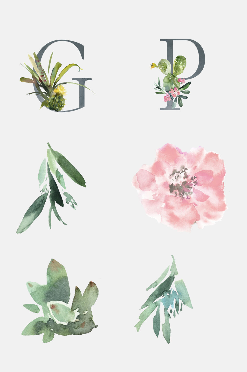 小清新花朵植物字母免抠元素素材