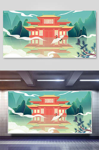 个性国潮地标建筑插画