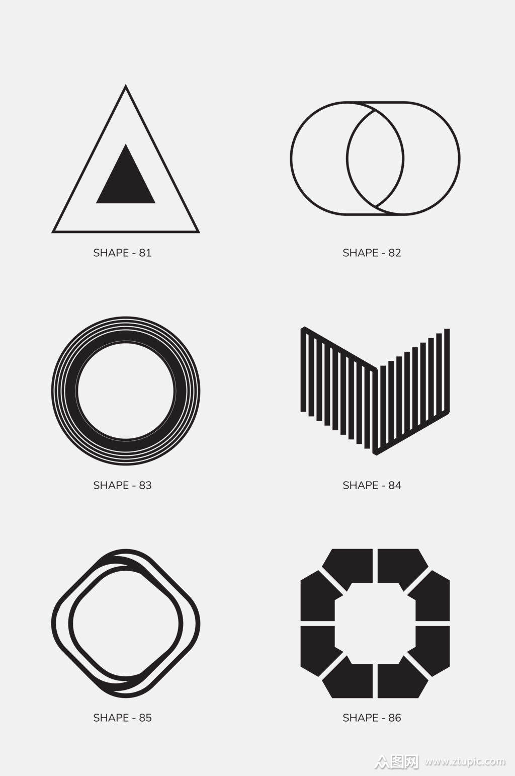 简洁黑白几何图案免抠素材