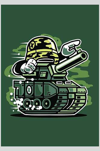 卡通坦克手绘机械怪兽矢量素材
