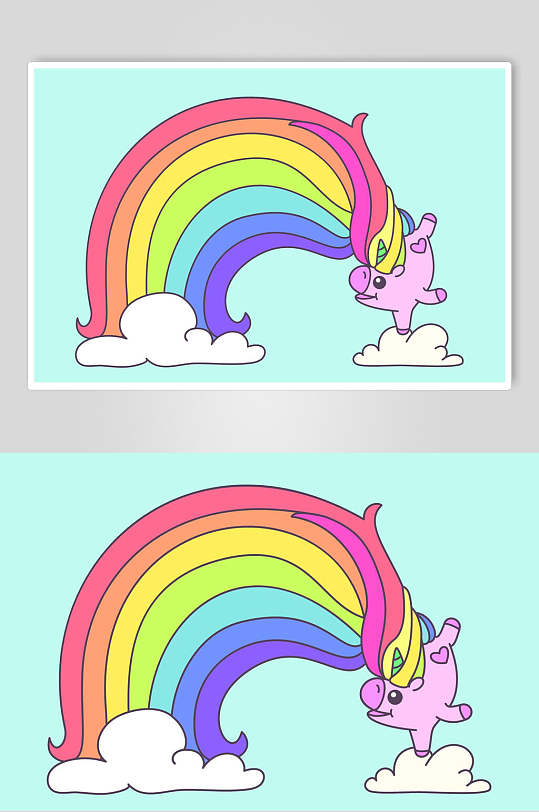 彩色卡通彩虹图案矢量素材