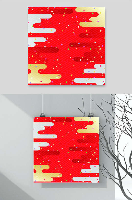 简洁日式和风印花矢量素材