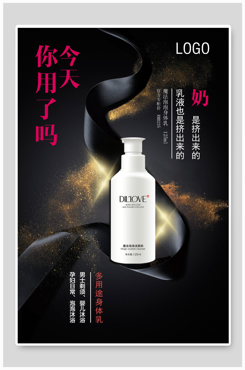 时尚身体乳化妆品海报素材
