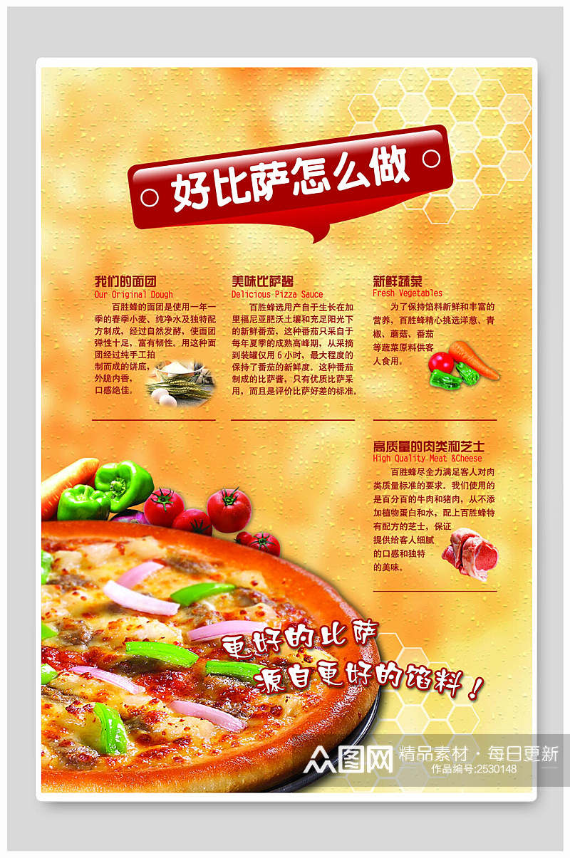 时尚美味西餐披萨宣传海报素材