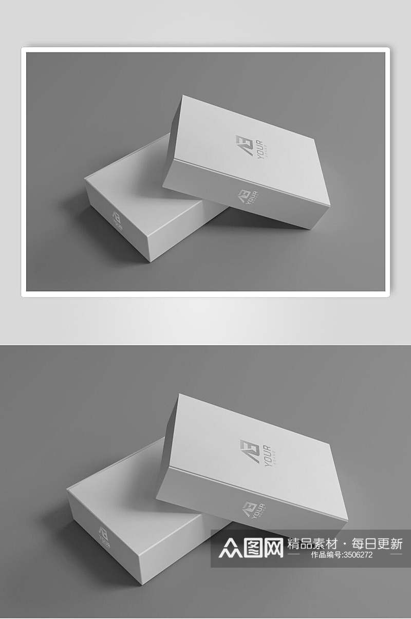 白色方形礼品盒子样机素材