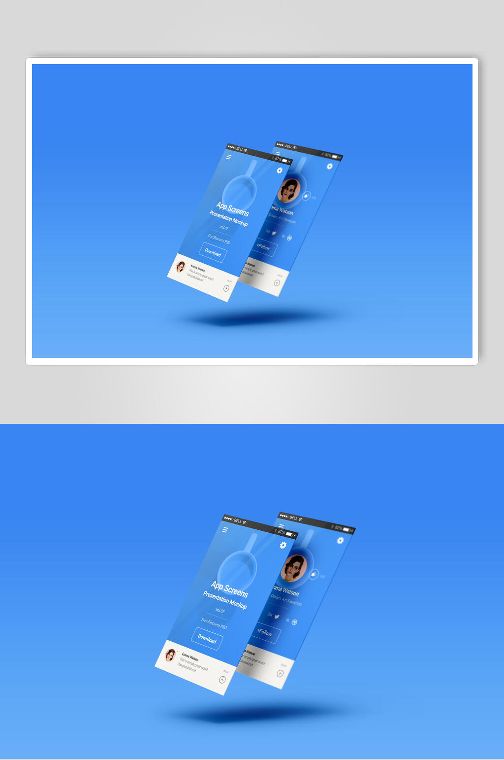 蓝色简约APP页面展示样机素材