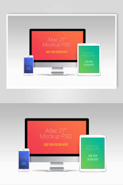橙色iMac电脑页面展示样机
