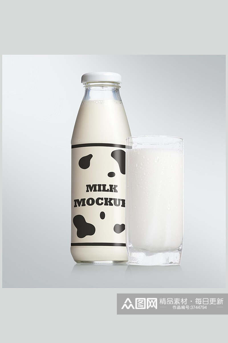 可爱牛奶瓶装样机素材