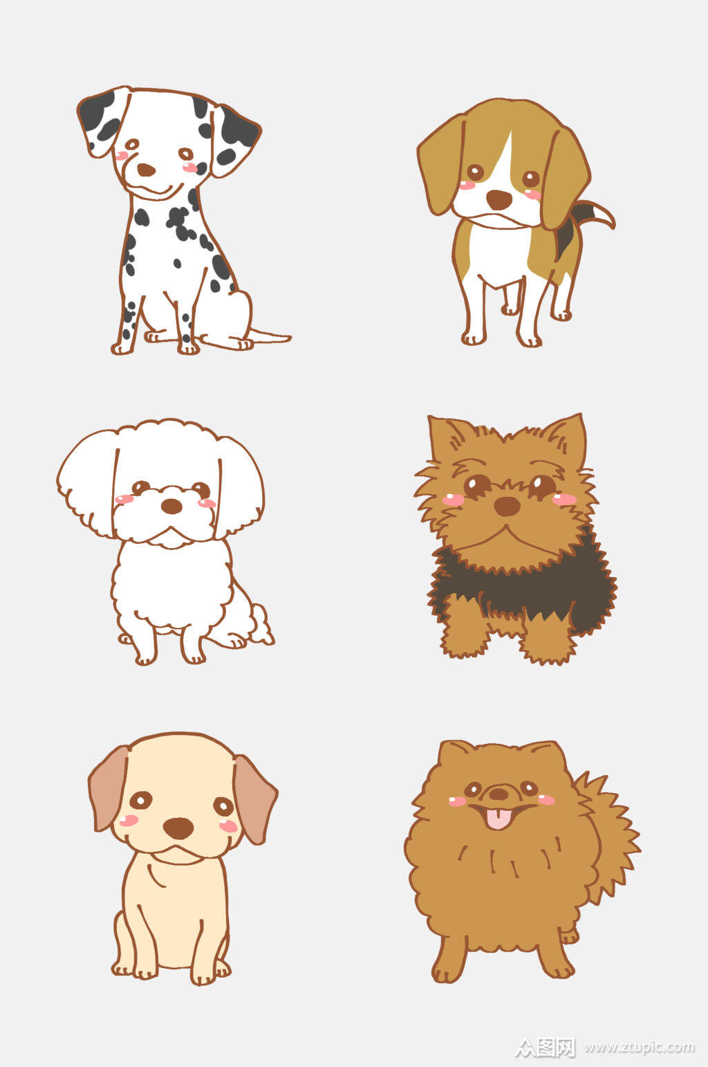 可爱卡通小狗动物免抠素材