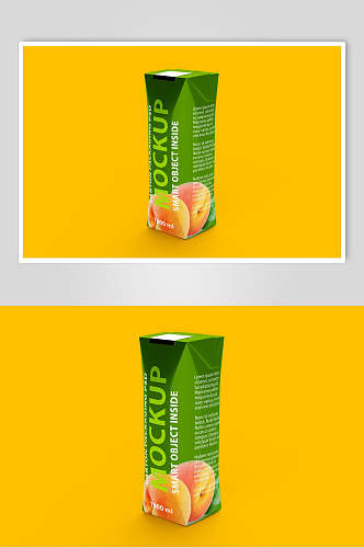 黄色创意苹果果汁包装样机