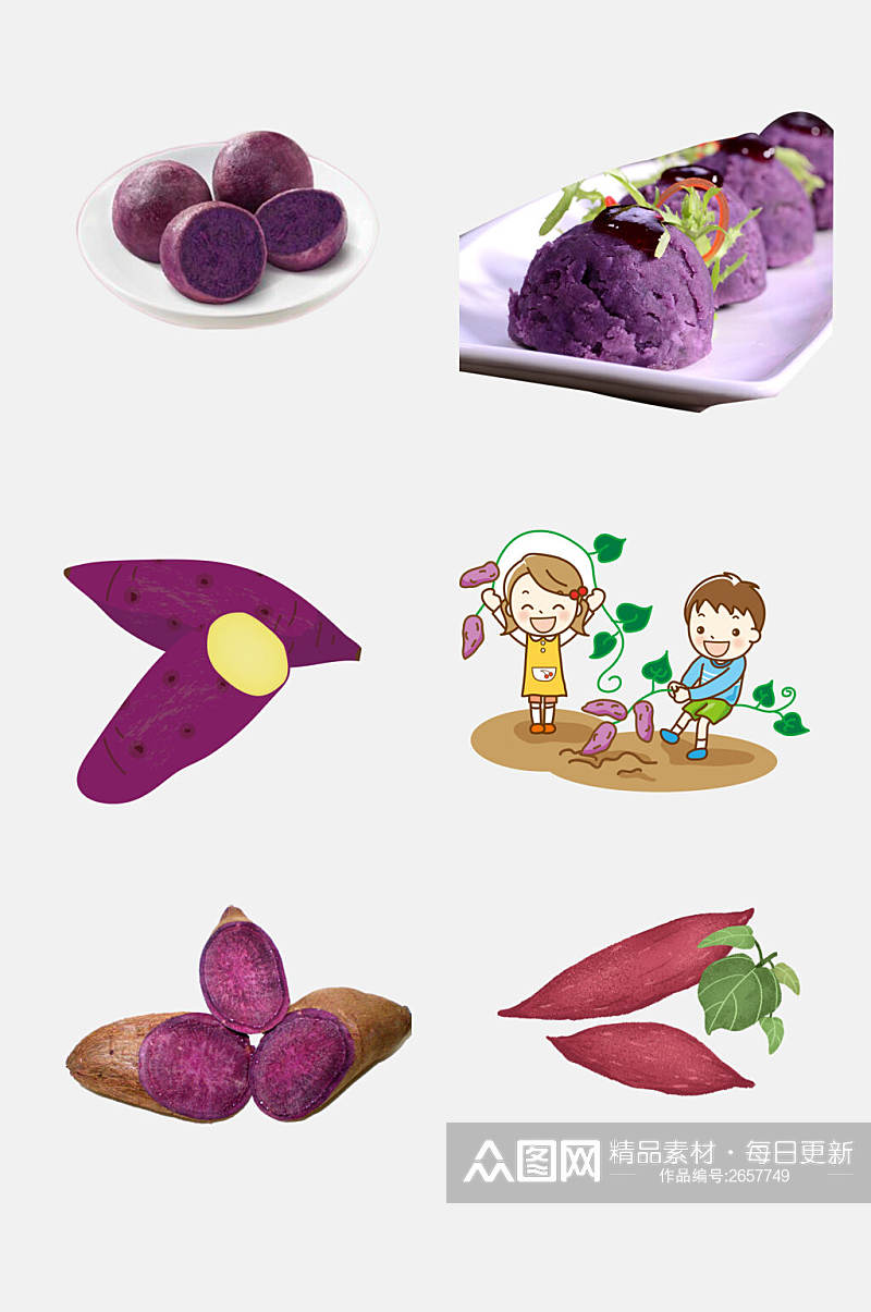 清新时尚卡通紫薯红薯免抠素材素材