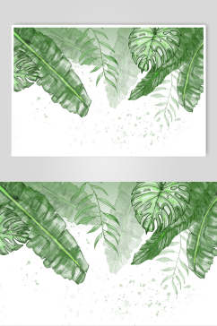 水彩绿色叶子背景设计素材