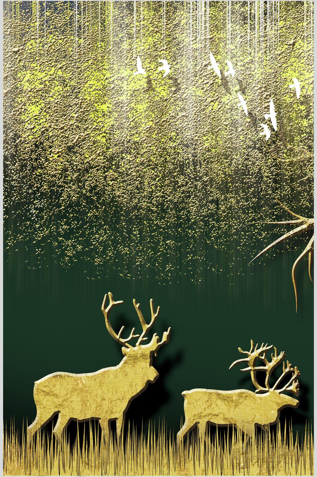 麋鹿森林自然背景元素素材