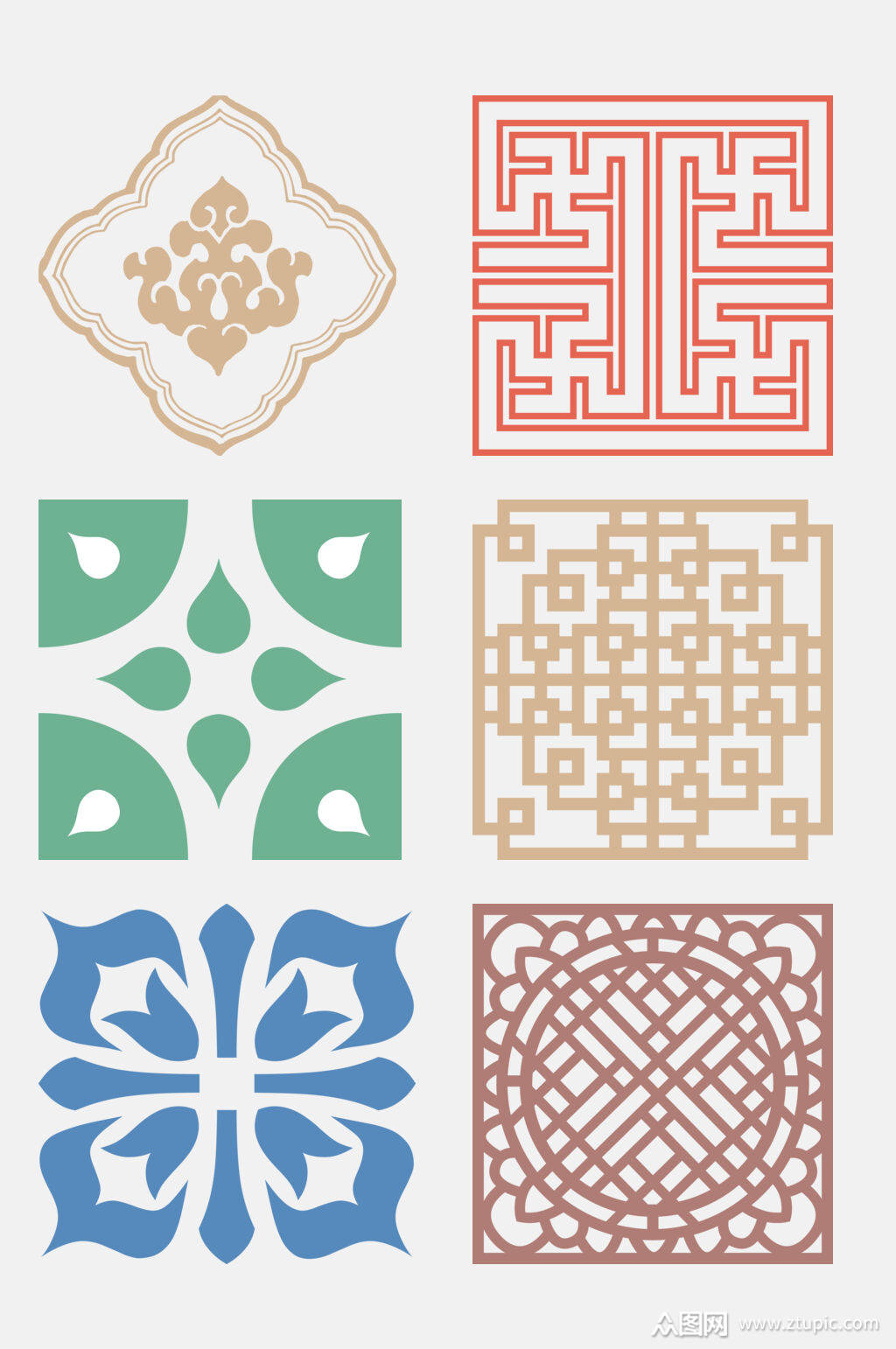 典雅高端中式传统图案免抠素材