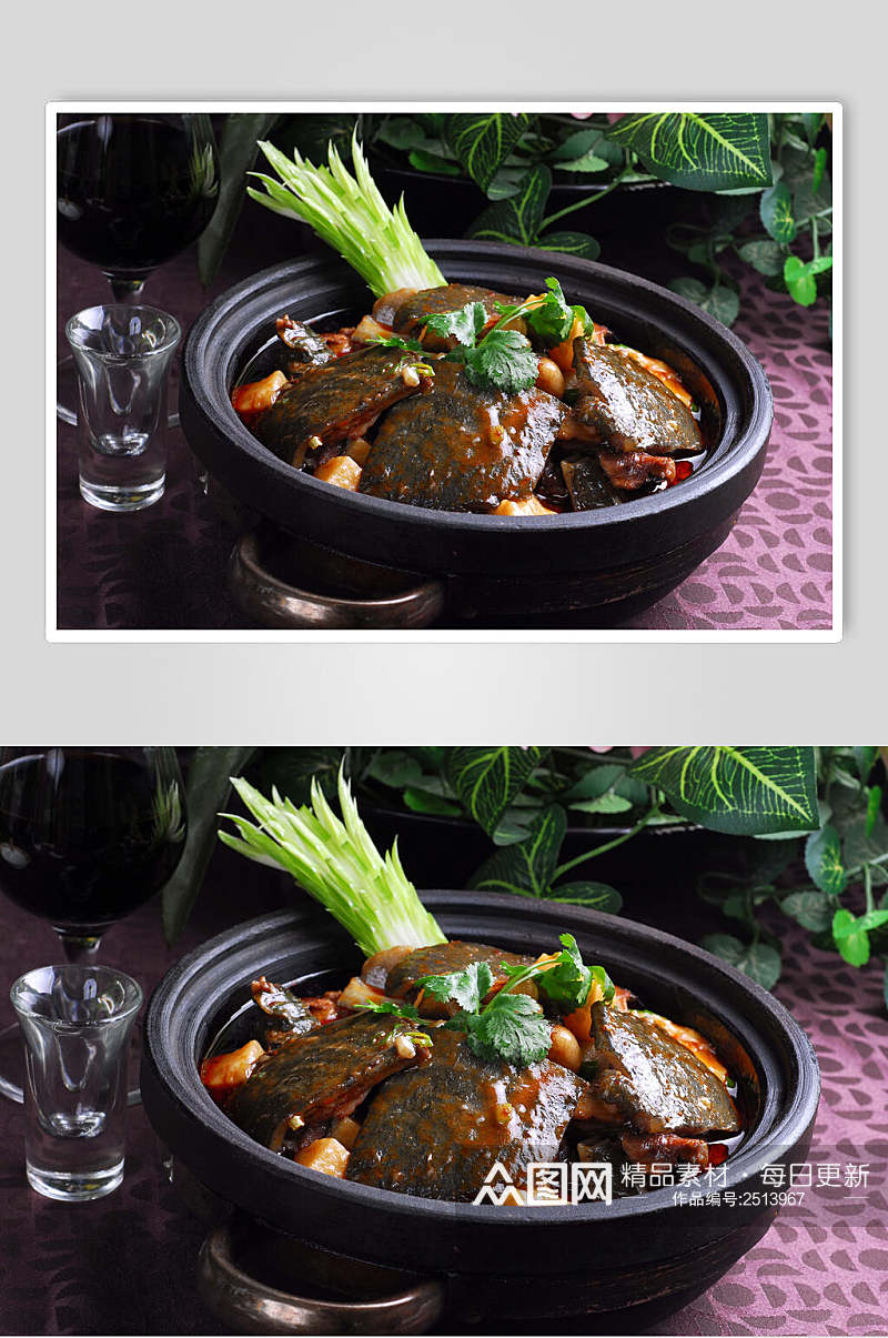 美味石锅焖甲鱼图片素材