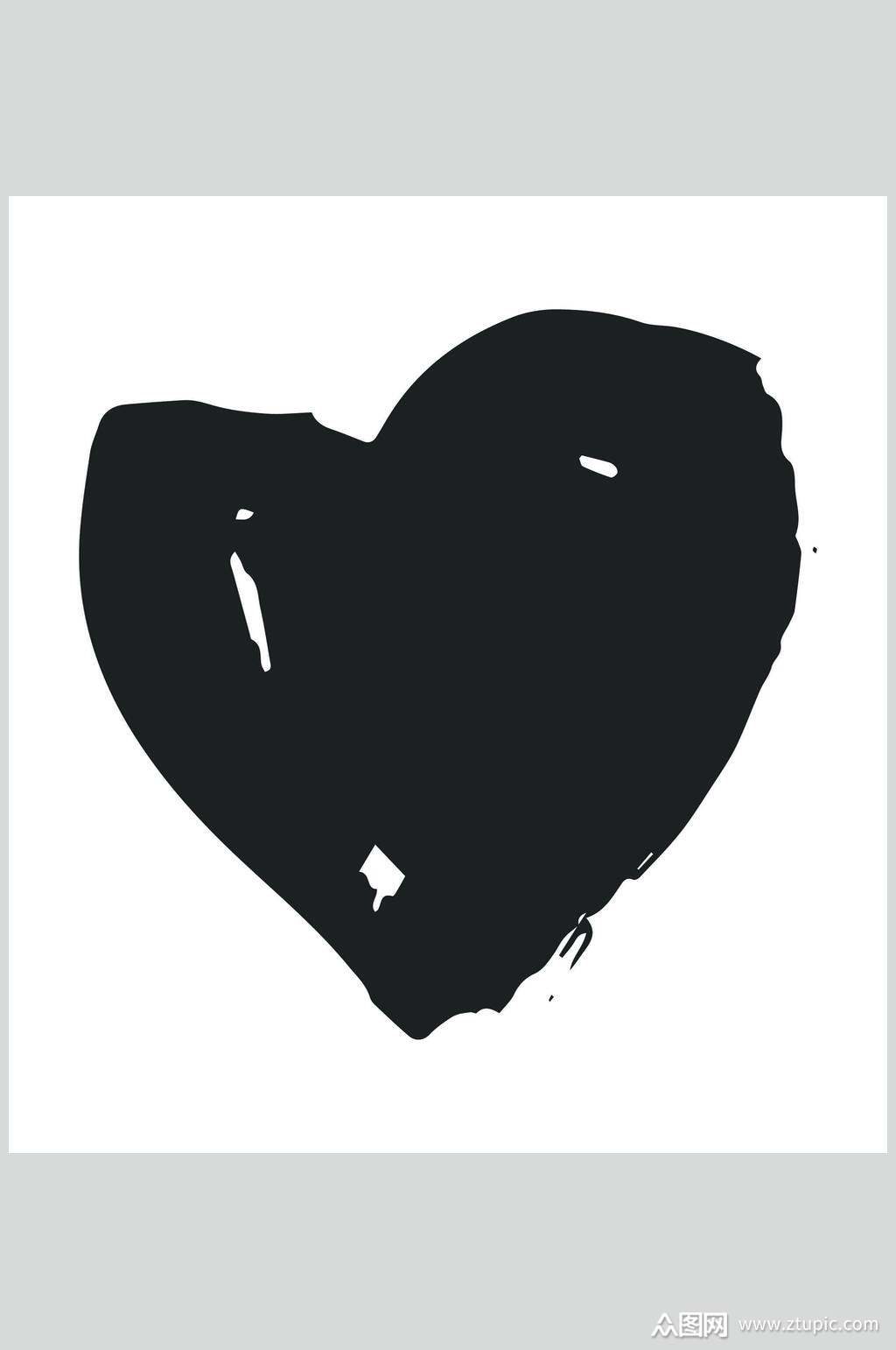 黑色爱心甜酷风手账矢量素材素材