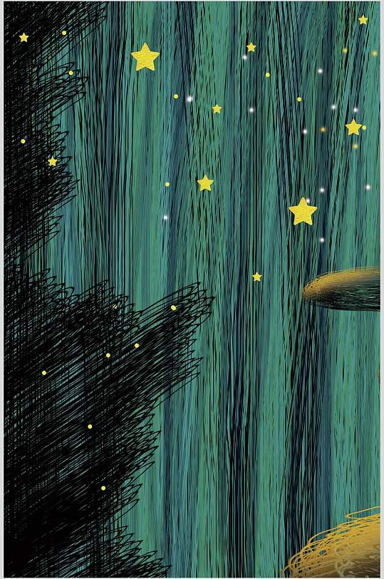 星星森林自然背景元素-众图网