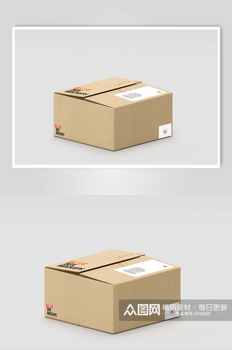 简洁纸盒设计包裹瓦楞纸箱样机素材
