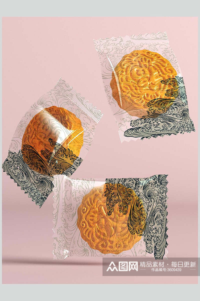 中秋节月饼透明包装样机素材