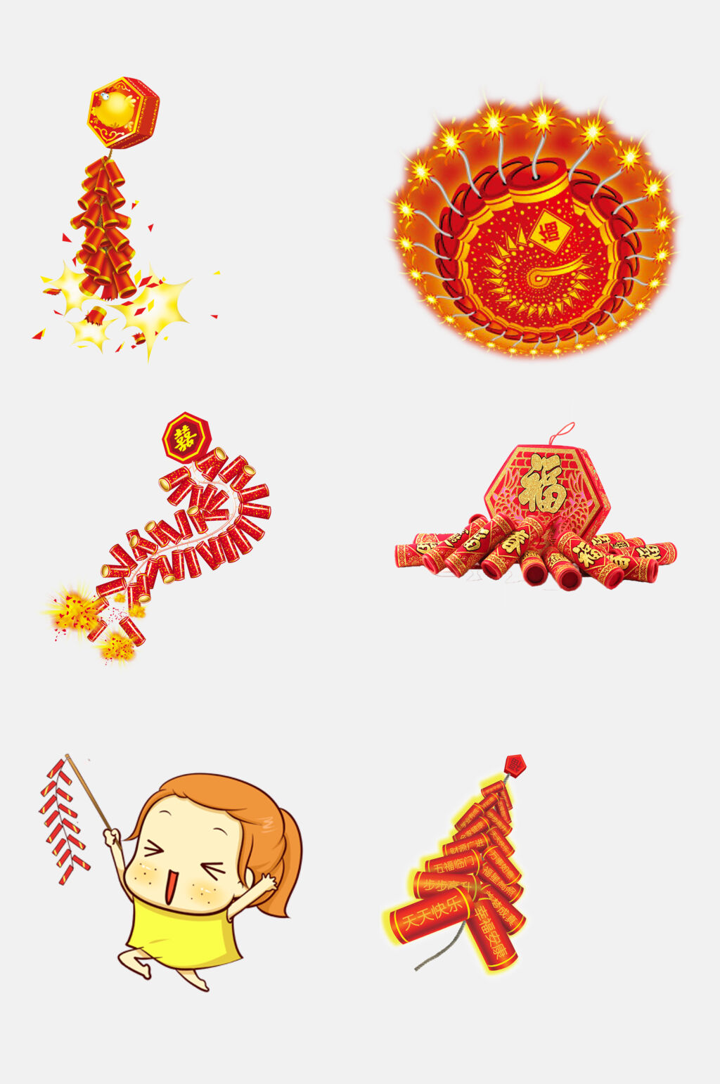 中国年红金新年鞭炮免抠素材素材