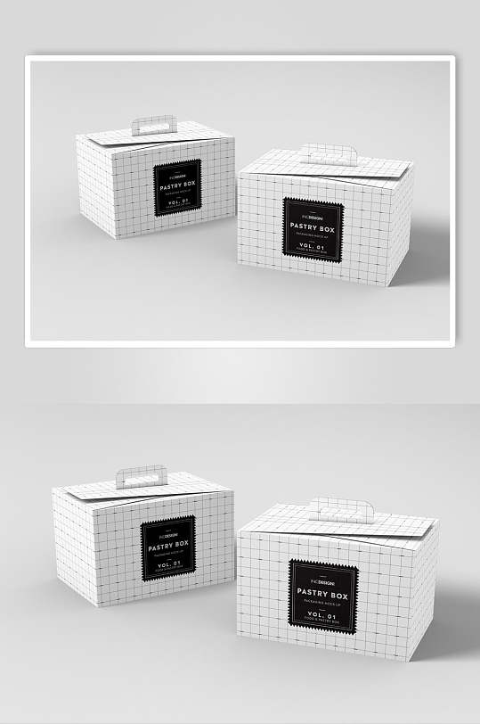 灰色底白色蛋糕盒黑色标签烘焙蛋糕盒包装样机