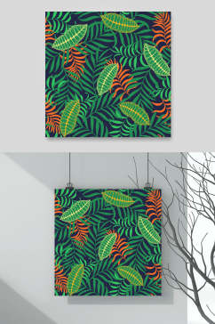 创意雨林植物彩绘矢量素材