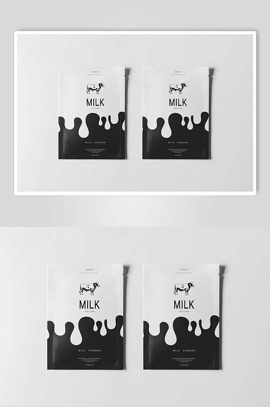 黑白液体牛奶包装样机