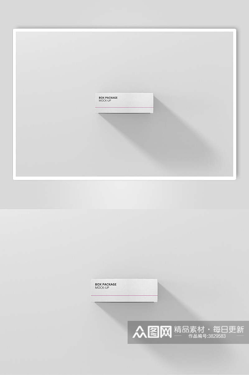 白色极简长方形纸盒样机设计素材