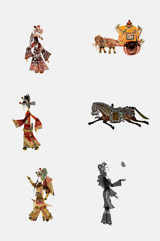 高端皮影戏非遗文化免抠素材