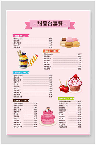 招牌粉色美味甜品饮品菜单海报