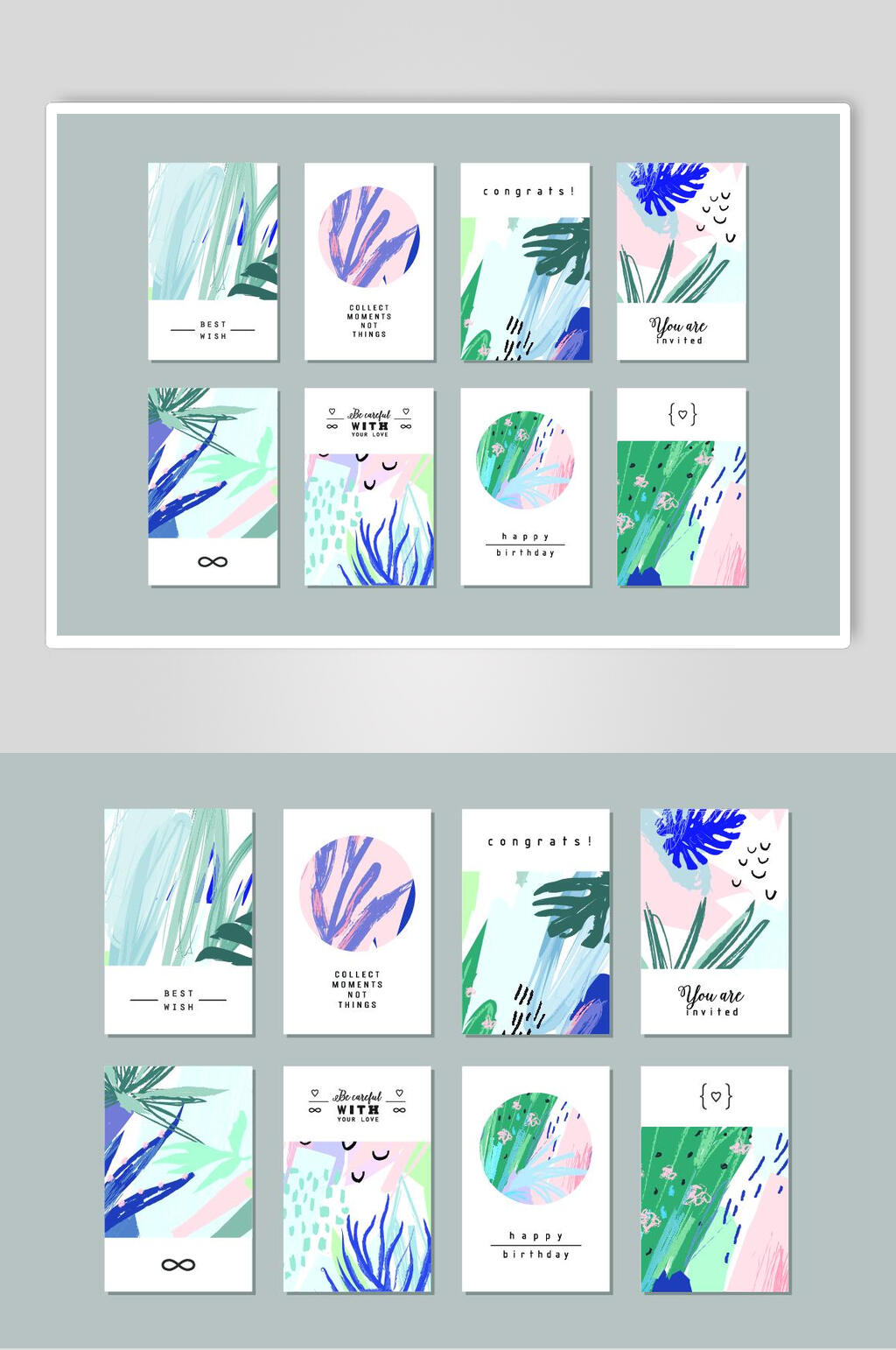 淡雅清新抽象花卉矢量素材素材