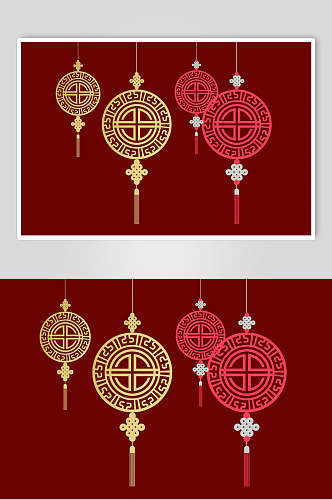 红色中国结中式图纹元素素材