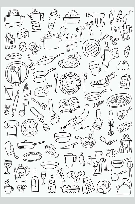 简笔手绘食材矢量素材