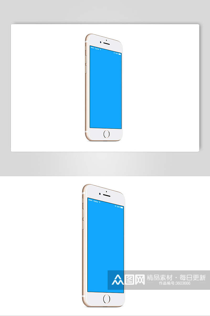 蓝色极简iPhone手机样机素材