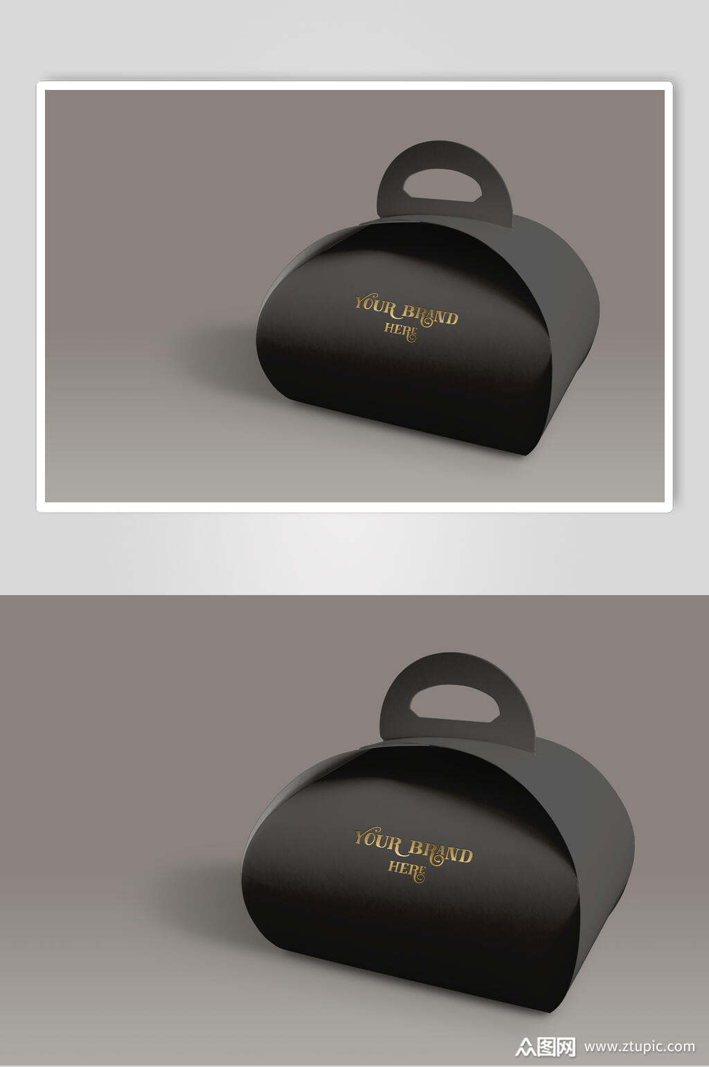 黑色烘焙蛋糕盒包装样机素材