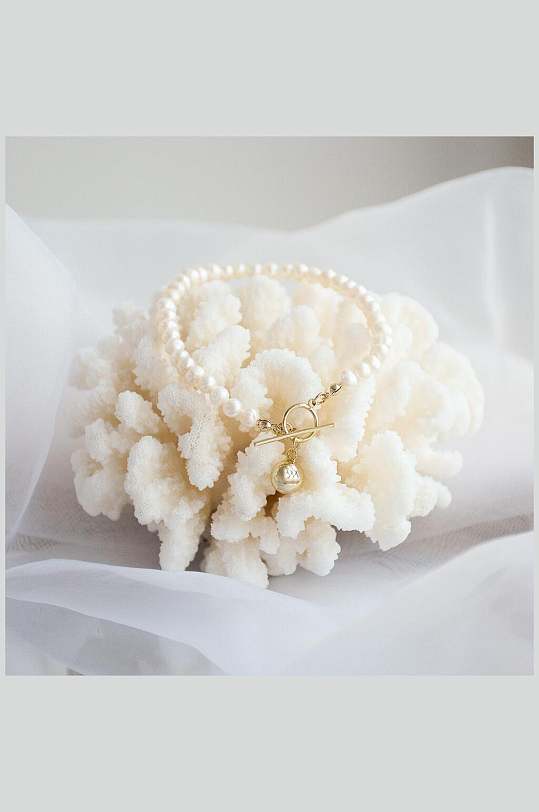 高贵奢华珍珠手链珊瑚底座样机设计