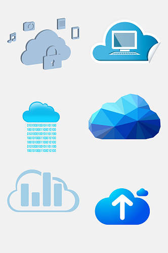 蓝色科技云计算大数据免抠元素